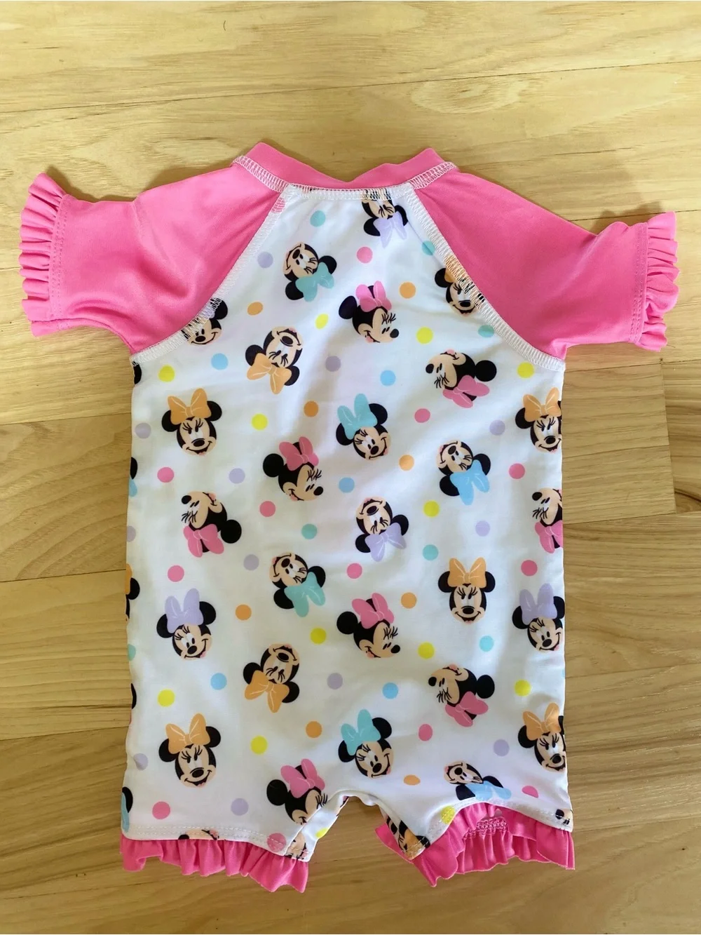Disney Minnie Mouse Baby Swimsuit 0-3 Months One Piece Snap Infant Bathing Suit
